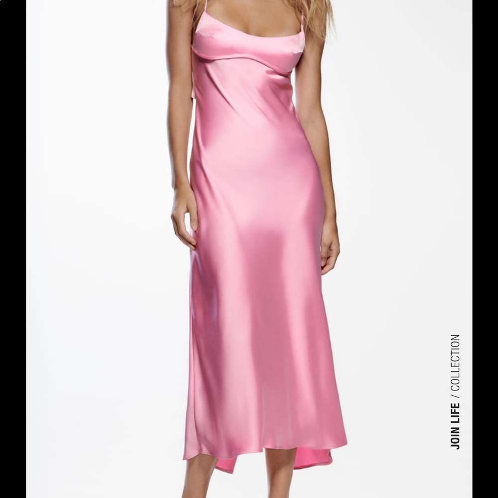 ZARA ~ pink satin dress